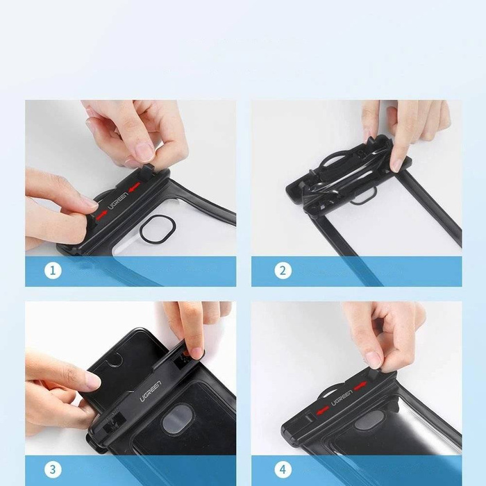Ugreen universelle wasserdichte Handyhülle (max. 6,0'') für Schwimmbad am Wasser IPX8 schwarz (50919 LP186)