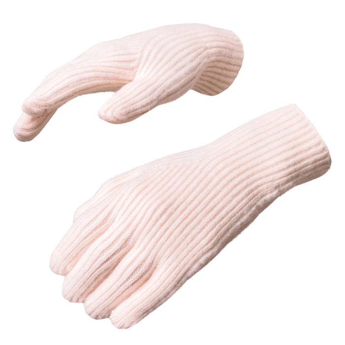 Gants de téléphone tressés avec découpes pour les doigts - rose