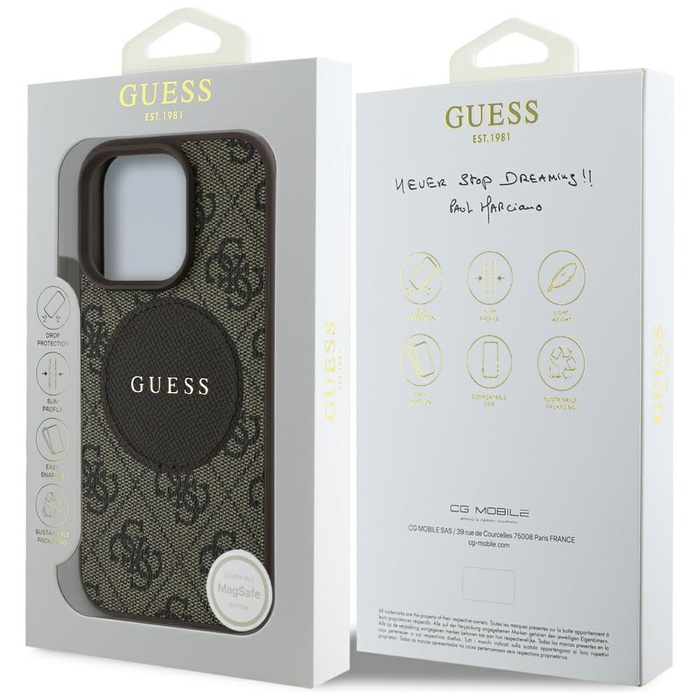 Etui Guess 4G Circle Classic Logo        MagSafe do iPhone 16 Pro brązowy