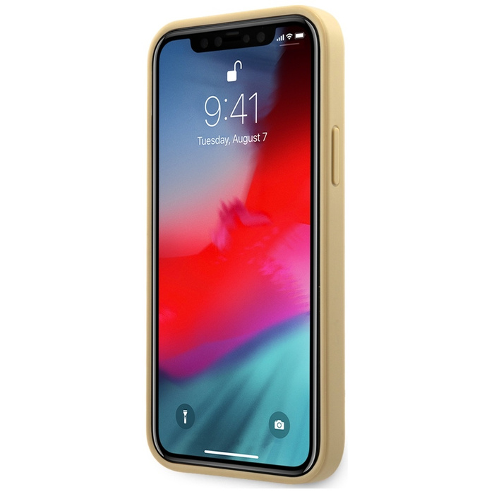 Telefontok GUESS Apple iPhone 12 Mini 5.4 Iridescent Love Script Gold Logo GUHCP12SPUILGLG arany keménytokban