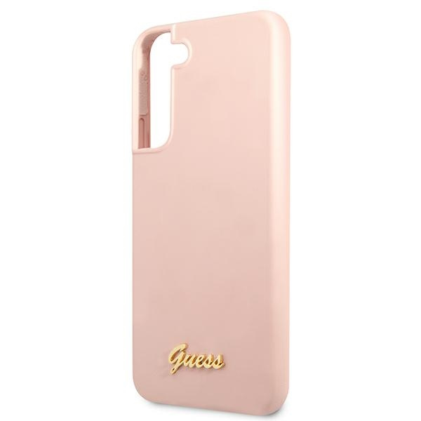 Coque GUESS Samsung Galaxy S22 Plus Silicone Script Métal Logo Rose Hardcase