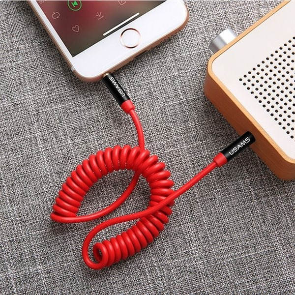 USAMS Jack 3.5mm - Jack 3.5mm Spring Audio 1.2m adapter SJ256YP02 US-SJ256 Red