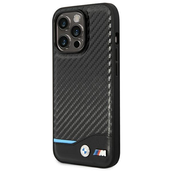Hülle BMW BMHCP14L22NBCK iPhone 14 Pro 6.1" schwarz/schwarz Leder Carbon
