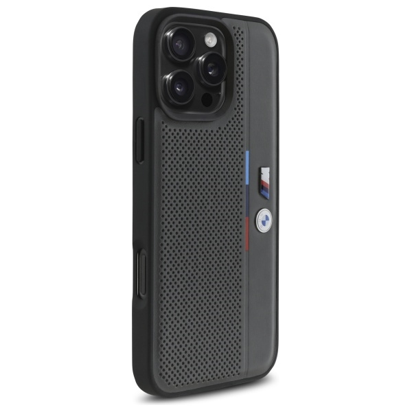 Cover BMW iPhone 16 Pro Max 6,9" antracite/antracite hardcase M Perforated Tricolor Detail Line