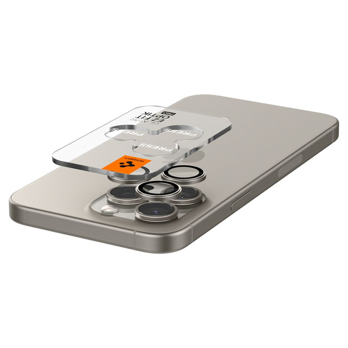 Spigen iPhone Kamera védő Optik.tr "ez Fit" kamera védő 2-pack 14 Pro / Pro Max / 15 Pro / 15 Pro Max / 16 Pro / 16 Pro Max Natural Titanium