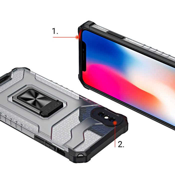 Crystal Ring Case robuste Kickstand TPU/PC Panzer Handyhülle Hard Case für iPhone XS Max blau