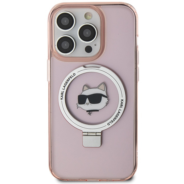 Cover Karl Lagerfeld KLHMP15LHMRSCHP iPhone 15 Pro 6.1" rosa/rosa durocase Anello Stand Choupette Head MagSafe Case