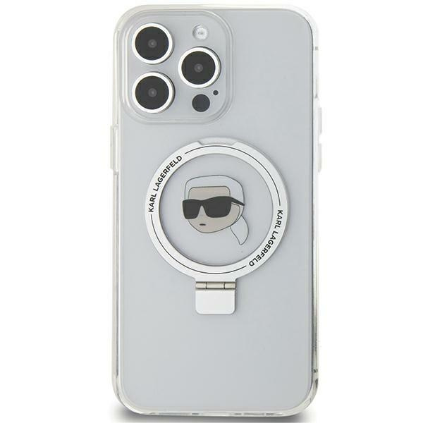 Coque Karl Lagerfeld KLHMP15XHMRSKHH iPhone 15 Pro Max 6.7" blanc/blanc durcase Ring Stand Karl Head MagSafe Case