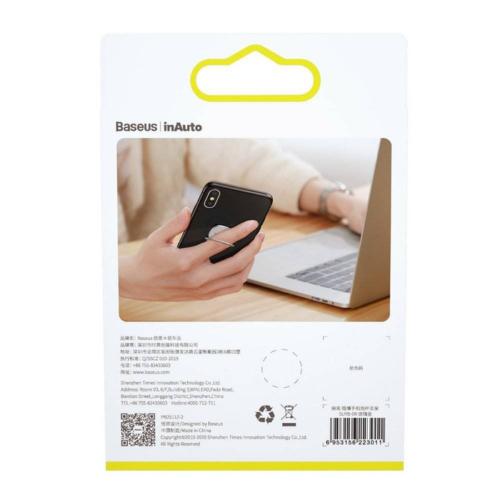 Supporto per telefono con anello autoadesivo ultrasottile Baseus argento (SUYB-0S)