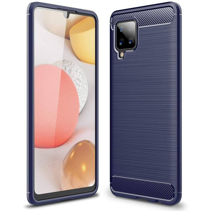 Carbone Case flexible coque couverture Samsung Galaxy A42 5G bleu
