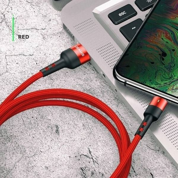 Cavo USAMS intrecciato MicroUSB 2A ricarica veloce 1m rosso