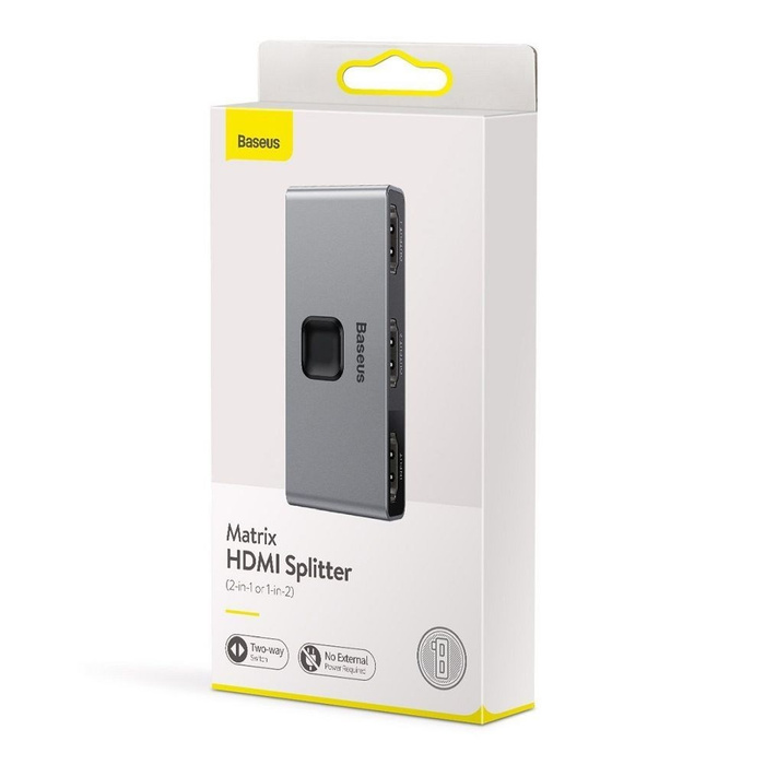 Baseus two-way switch splitter HDMI switcher - 2x HDMI 4K / 30 Hz gray (CAHUB-BC0G)