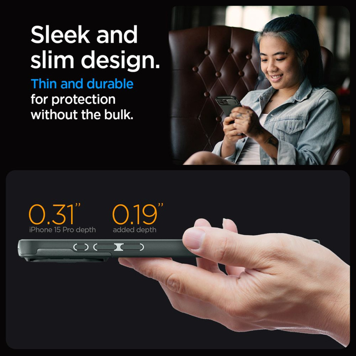 Obal Spigen Optik Armor Mag MagSafe iPhone 15 Pro Abyss Green Case