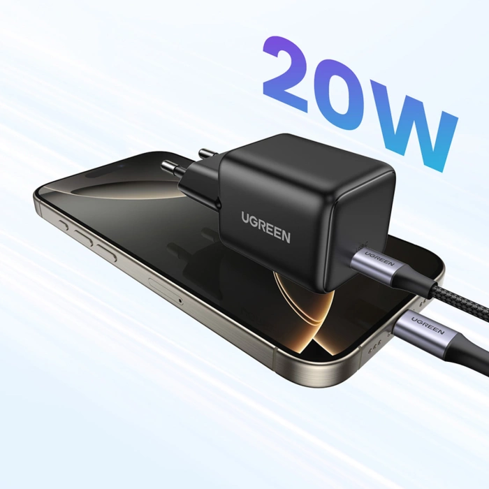 Ugreen X512 20W GaN 1x USB-C Wandladegerät - Schwarz