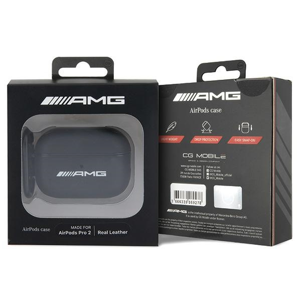 Etui AMG AMAP2SLWK AirPods Pro 2 cover czarny/black Leather White Logo Case