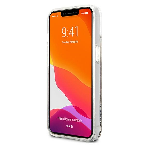 Case GUESS Apple iPhone 13 Mini Peony Liquid Glitter Gold Hardcase