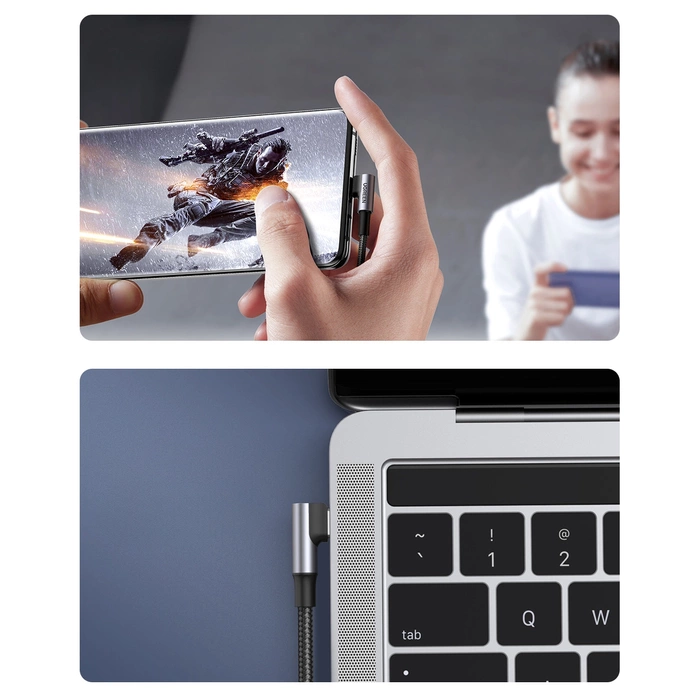 Kabel USB-C auf USB-C, gewinkelt UGREEN US334 5A, PD 100W, 2m (schwarz)