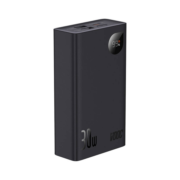 Baseus Adaman2 Powerbank mit bildschirmem digital 20000mAh 30W 2 x USB / 1x USB Typ C Power Delivery Quick Charge SCP, Oppo Super VOOC schwarz (PPAD050101)