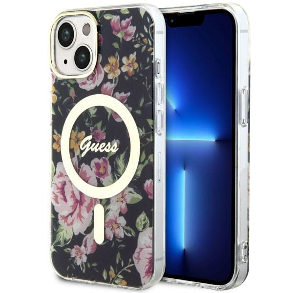 Case Guess GUHMP14MHCFWSK iPhone 14 Plus 6.7" black/black hardcase Flower MagSafe Case
