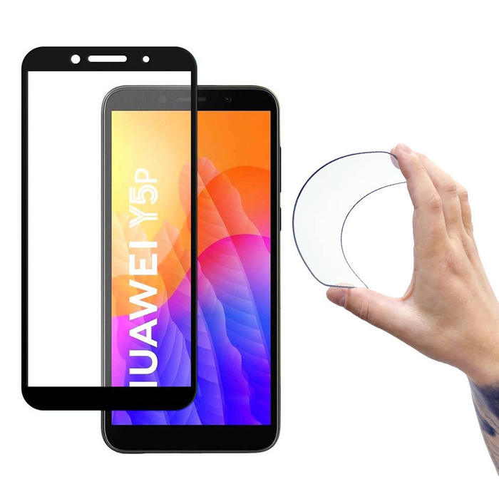 Wozinsky Full Cover Flexi Nano Glass Hybrid Screen Protector with frame for Huawei Y6p black
