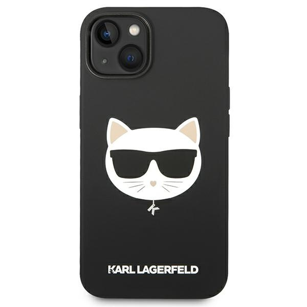 Hülle KARL LAGERFELD Apple iPhone 14 Plus Silikon Choupette Kopf MagSafe Schwarz Hartcase