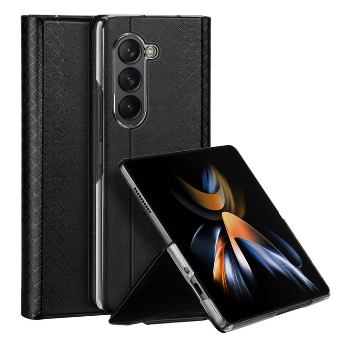 Dux Ducis Bril Leder Flip Wallet Case für Samsung Galaxy Z Fold5 5G – Schwarz