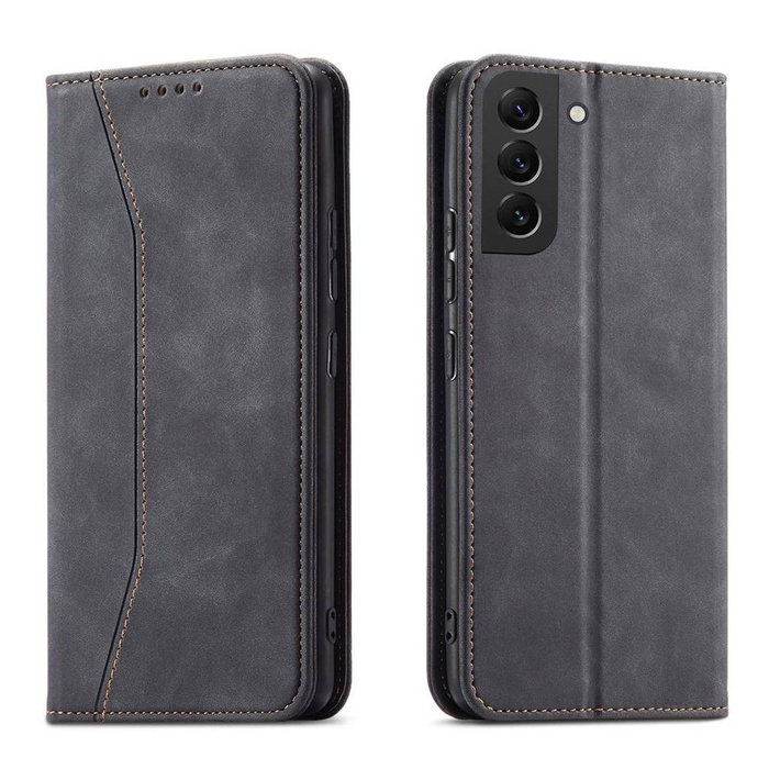 Magnete Fancy Case Custodia per Samsung Galaxy S22 + (S22 Plus) Marsupio Portafoglio Portacarte Nero