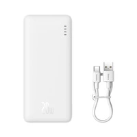 Baseus Airpow 20W 10000mAh Powerbank mit Baseus Simple Series USB-A - USB-C Kabel 30 cm - Weiß