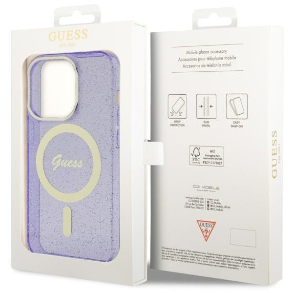 Case Guess GUHMP14XHCMCGU iPhone 14 Pro Max 6.7" purple/purple hardcase Glitter Gold MagSafe Case