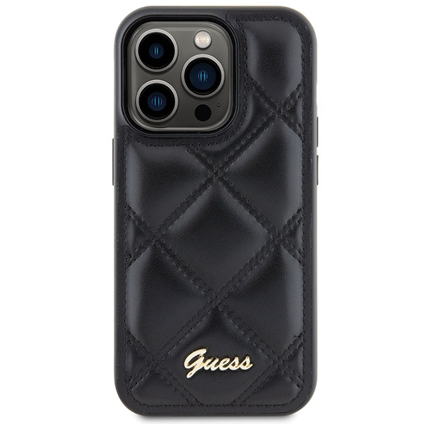 Etui Guess GUHCP15LPSQSQSK iPhone 15 Pro 6.1" czarny/black hardcase Quilted Metal Logo Case