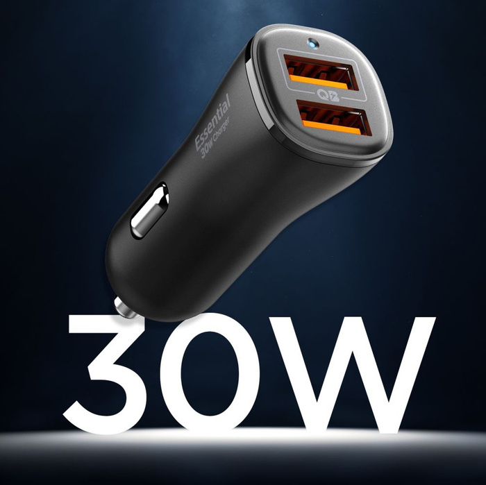 SPIGEN ESSENTIAL EV302 CHARGEUR DE VOITURE 2 PORTS 30W NOIR