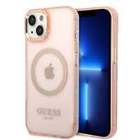 Guess GUHMP14SHTCMP iPhone 14 6,1" růžová/růžová tvrdá case Zlatý obrys průsvitný MagSafe