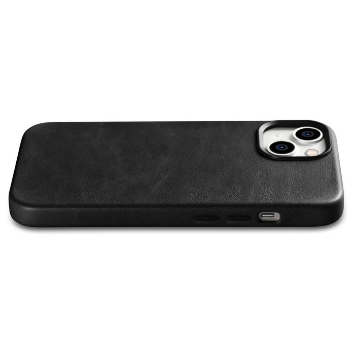 iCarer Oil Wax Premium Leather Case iPhone 14 Étui en cuir magnétique avec MagSafe Noir (WMI14220701-BK)
