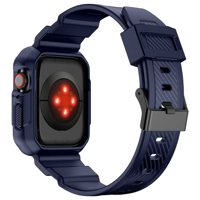 Cinturino Kingxbar CYF106 2in1 per Apple Watch SE, 8, 7, 6, 5, 4, 3, 2, 1 (41, 40, 38 mm) con cassa integrata blu