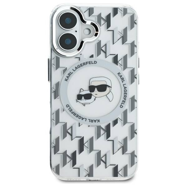 Etui Karl Lagerfeld iPhone 16 6.1" przezroczysty/transparent IML Monogram Karl&Choupette Head MagSafe
