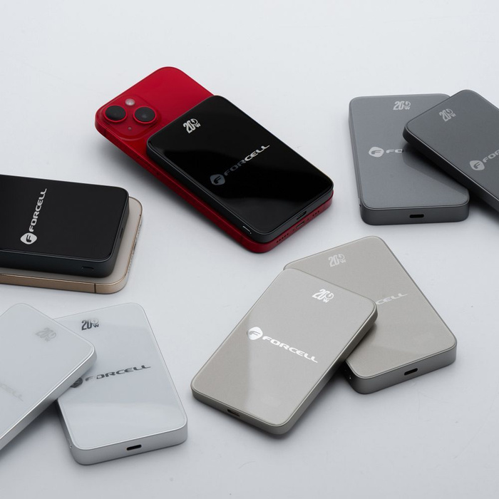Powerbank zgodny z MagSafe Forcell F-Energy SuperSlim F10K8 QC4.0 PD3.0 15W 10000 mAh biały 0INT