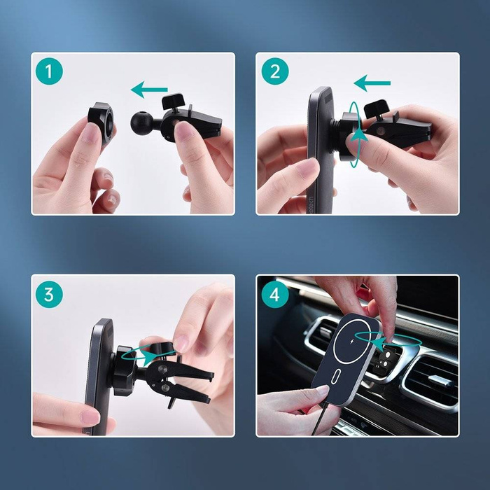 Choetech Auto-Magnethalterung Induktives Qi-Ladegerät 15W (MagSafe-kompatibel) Schwarz (T200-F)