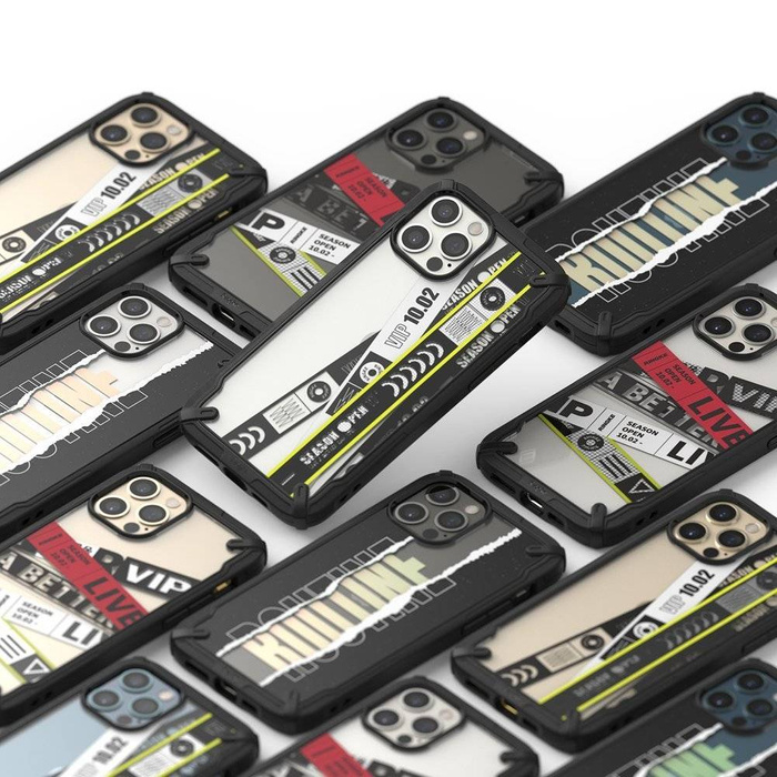 Ringke Fusion X Design cover blindata con cornice per iPhone 12 Pro Max nero (Ticket band) (XDAP0024)