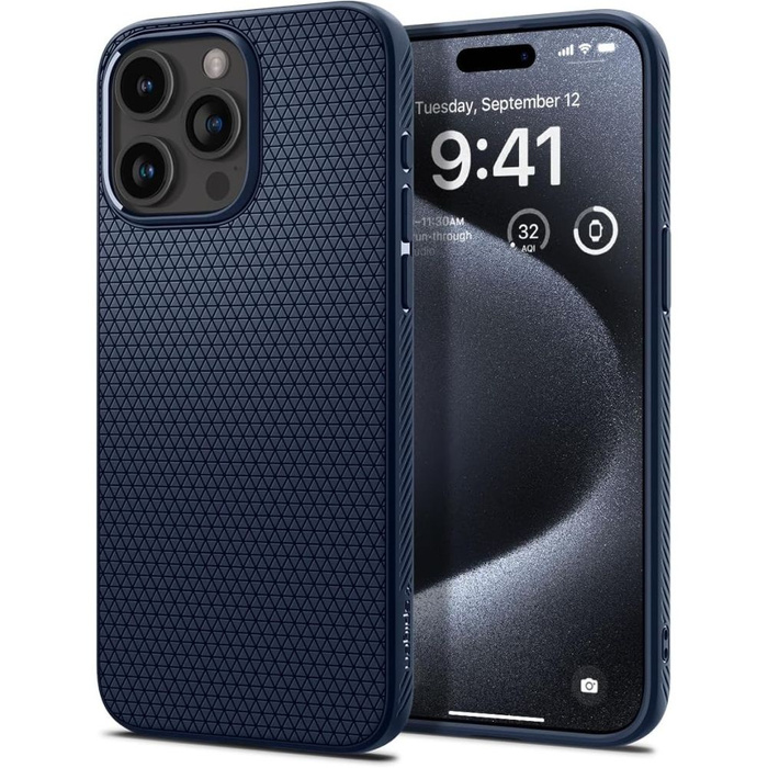 Funda Spigen Liquid Air iPhone 15 Pro Azul Marino Case