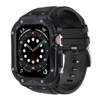 [APRÈS RETOUR] Kingxbar CYF140 Boîtier blindé 2 en 1 pour Apple Watch 9, 8, 7 (45 mm) en acier inoxydable avec bracelet, noir