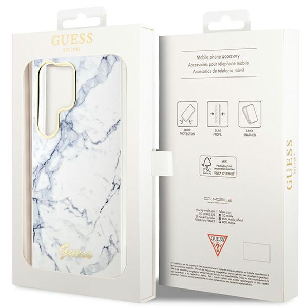 Hülle Guess Guhcs23lpcumah S23 Ultra S918 Weiß/Weiß Hartcase Marmor Case