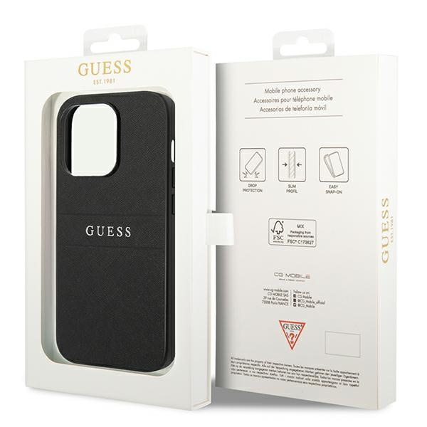 Case Guess iPhone 14 Pro 6.1" black/black Saffiano Strap