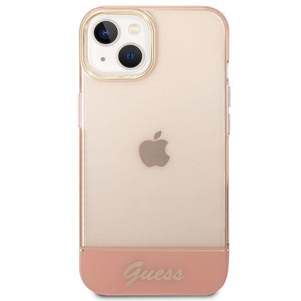 Hülle GUESS Apple iPhone 14 Plus Transluzent Rosa Hartcase