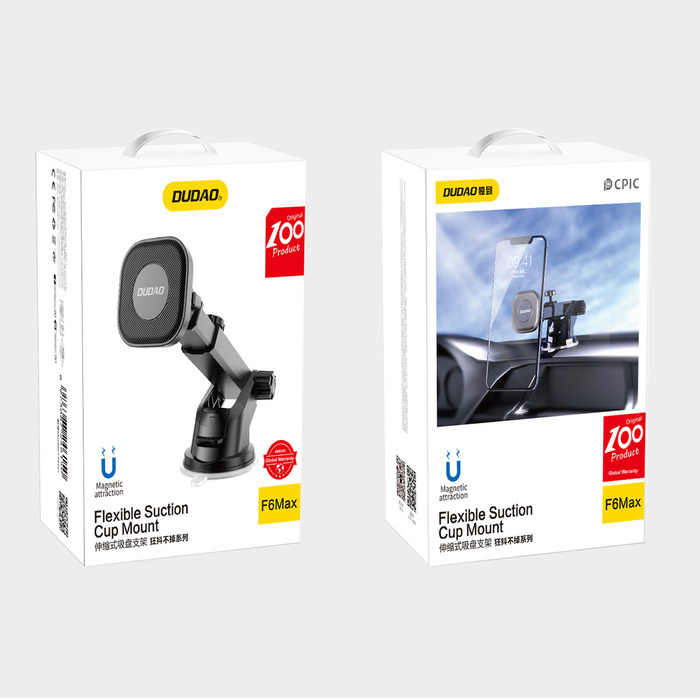 Support téléphone voiture magnétique Dudao avec bras télescopique noir (F6Max)