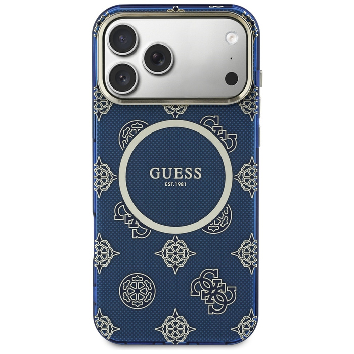 Etui Guess IML Peony Dot MagSafe do      iPhone 17 Pro Max niebieski