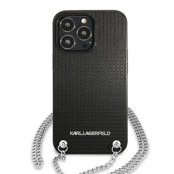 Karl Lagerfeld KLHCP13LPMK iPhone 13 Pro / 13 6.1" hardcase black/black Leather Textured and Chain