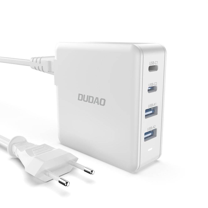 Chargeur rapide GaN 100W 2 x USB-C / 2 x USB Dudao A100EU - blanc