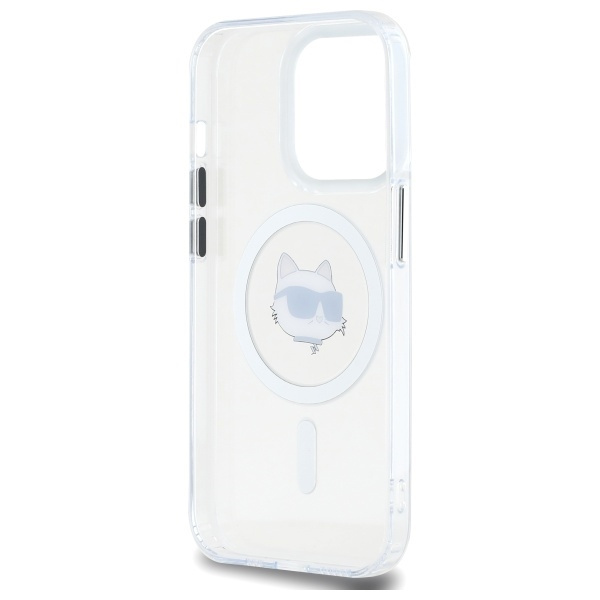 Karl Lagerfeld KLHMP14LHLSCHH iPhone 14   Pro 6.1" biały/white hardcase IML Metal Choupette Head MagSafe
