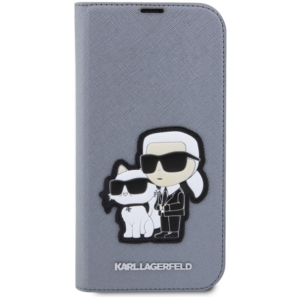 Case Karl Lagerfeld KLBKP14XSANKCPG iPhone 14 Pro Max 6.7" bookcase silver/silver Saffiano Karl &amp; Choupette Case