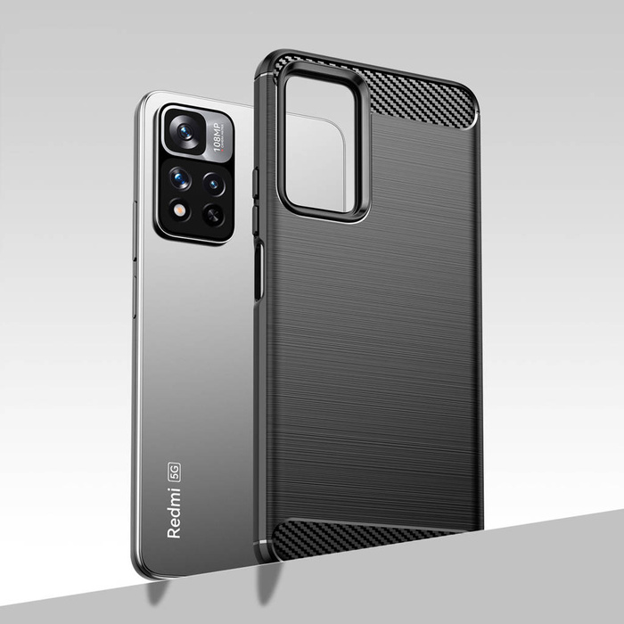 Carbon Case housse flexible pour Xiaomi Redmi Note 11 Pro+ 5G (Chine) / 11 Pro 5G (Chine) / Mi11i HyperCharge / Poco X4 NFC noir